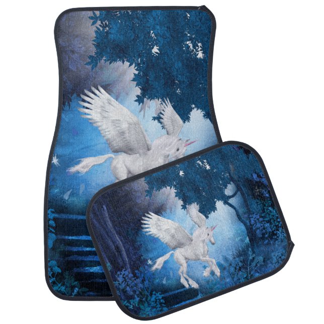 White Pegasus Unicorn in Moon Light Car Mat (Set)