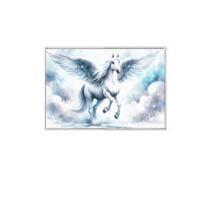 White Pegasus Wings Soft Blue Sky Dreamscape Canvas Print