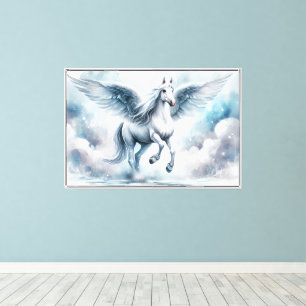 White Pegasus Wings Soft Blue Sky Dreamscape Canvas Print