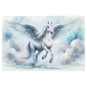 White Pegasus Wings Soft Blue Sky Dreamscape Metal Print