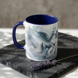 White Pegasus Wings Soft Blue Sky Dreamscape Mug