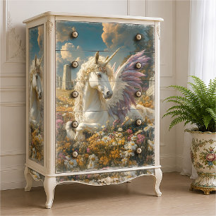 White Pegasus with Purple Wings Fantasy Mythical Tissue Paper