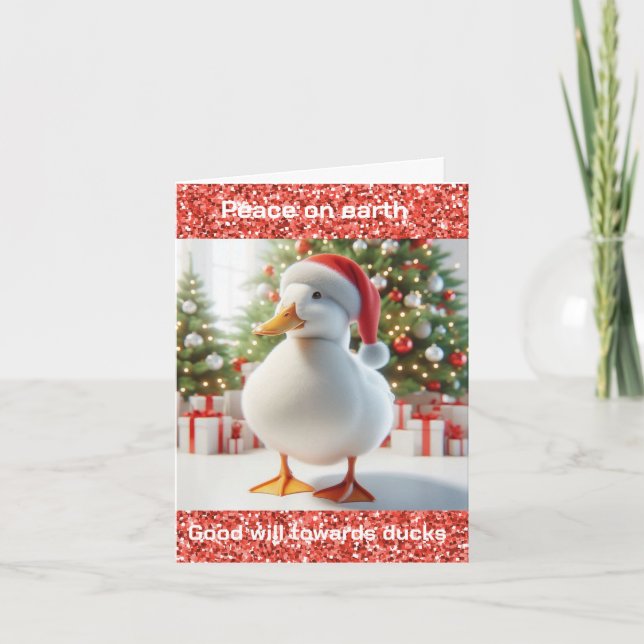 White Pekin Duck Christmas Card (Front)