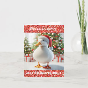 White Pekin Duck Christmas Card