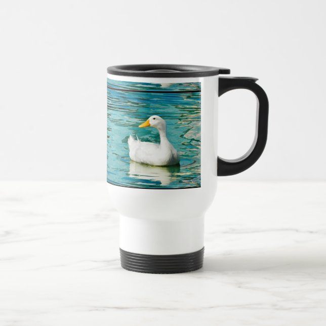 White Pekin Duck  - Nature Photo in Reflections Travel Mug (Right)