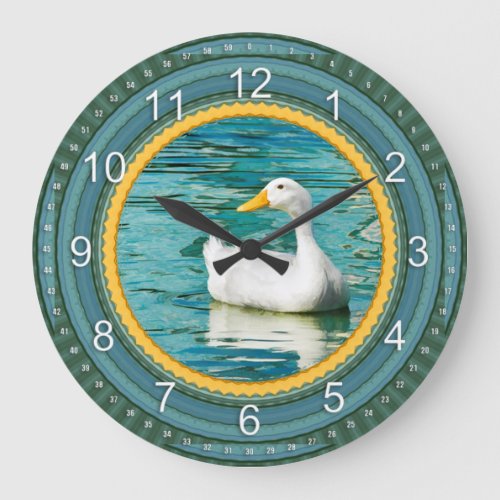 White Pekin Duck  _ Nature Photography Urban Lake  Large Clock