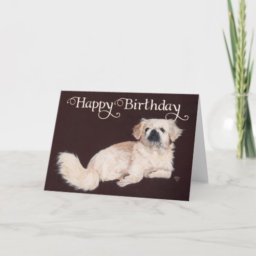 White Pekingese Birthday Card