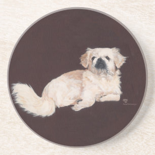 White Pekingese Dog Drink Coaster