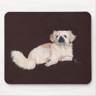 White Pekingese Dog Mouse Pad