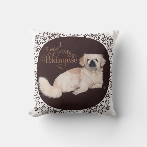 White Pekingese Dog Pillow