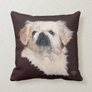 White Pekingese Dog Pillow
