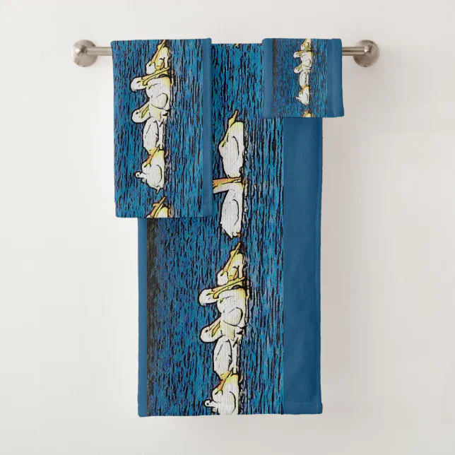 White Pelican Birds Wildlife Animal Bath Towel Set Zazzle