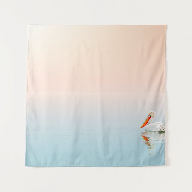 WHITE PELICAN ON BODY OF WATER TAPESTRY (Front)