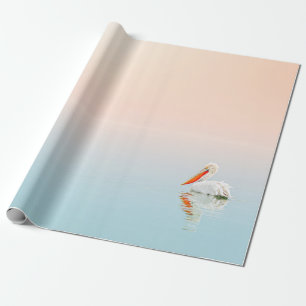 WHITE PELICAN ON BODY OF WATER WRAPPING PAPER