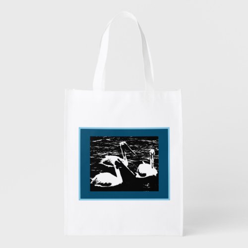 White Pelicans Florida Winter Reusable Grocery Bag