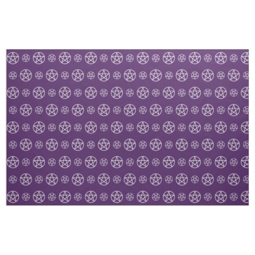White Pentacles on Purple Cheeky Witch® Fabric