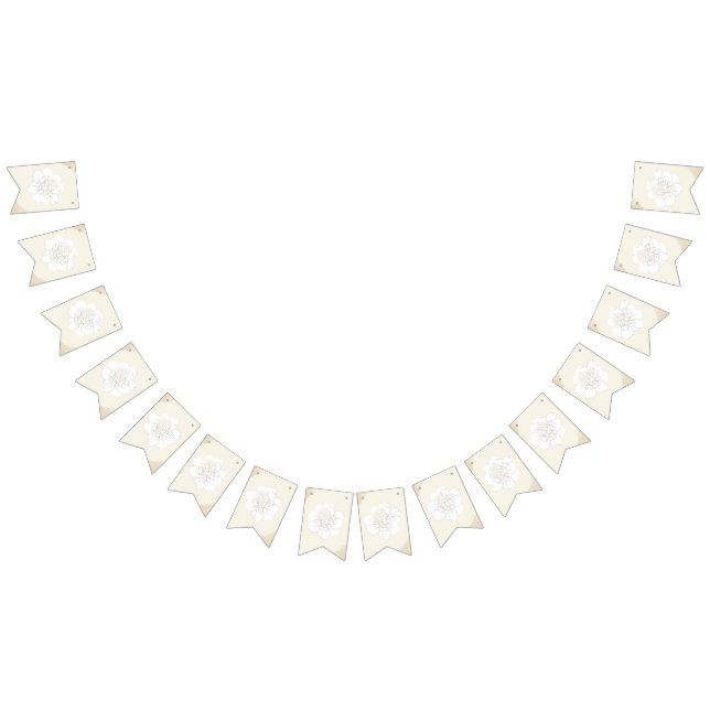 White Peonies Blossoms Wedding Bunting Flags (All)