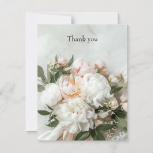 White peonies bouquet with lace	 thank you card