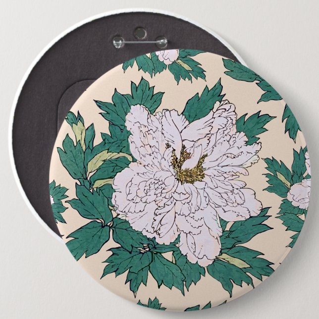 White Peonies Button (Front & Back)