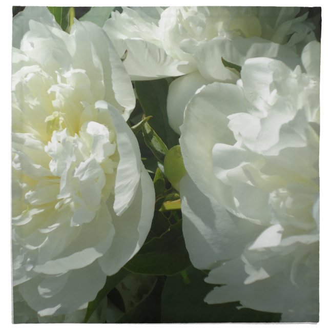 White Peonies Cloth Napkin (Front)