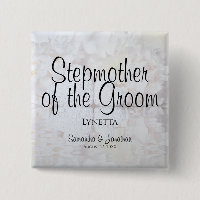 White Peonies Stepmother of the Groom Nametag