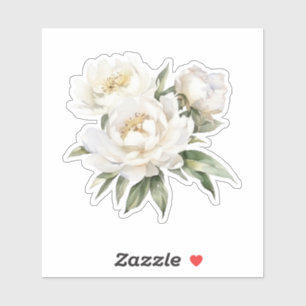 White Peonies Sticker
