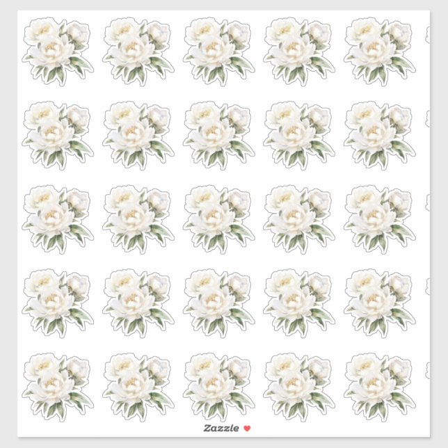 White Peonies Sticker (Sheet)