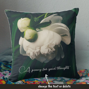 White peonies throw pillow