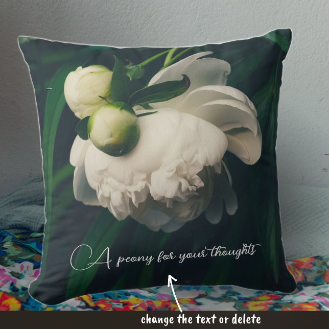 White peonies throw pillow (Creator Uploaded)