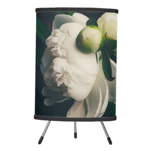 White peonies tripod lamp