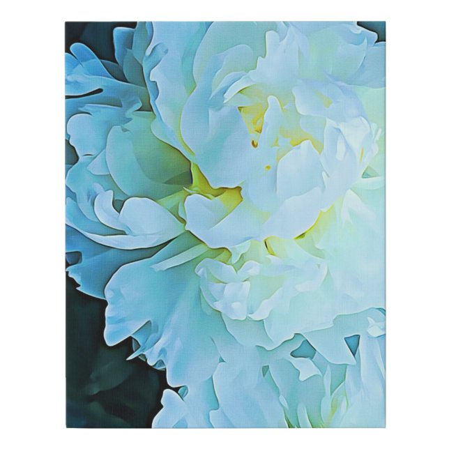 White Peonies Up Close Faux Canvas Print (Front)