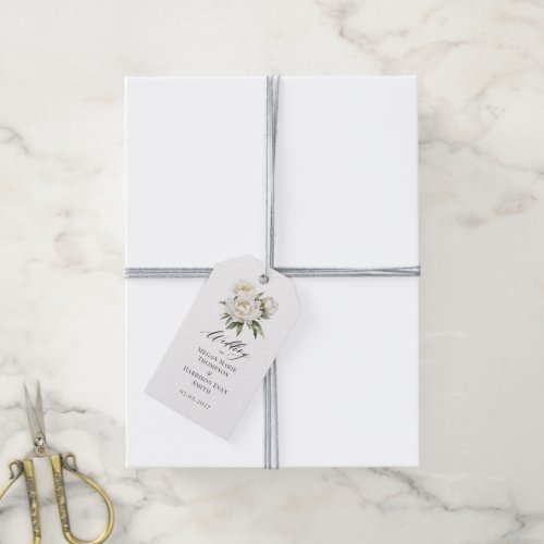  White Peonies Wedding  Gift Tags