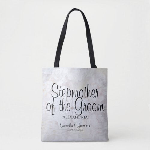 White Peonies Wedding Stepmother of the Groom Tote Bag
