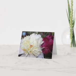 White Peonies with Red Flowers for Mothers Day Holiday Card