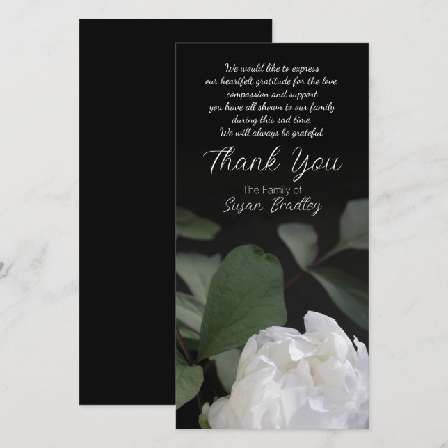 White Peony 1 Sympathy Thank You matching stamp (Front/Back)