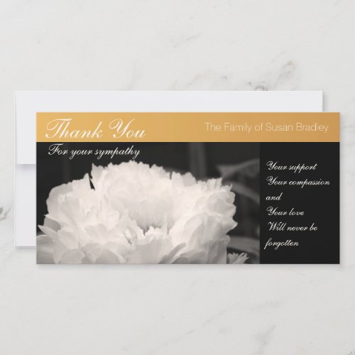 White Peony 1 Sympathy Thank You Photo Card