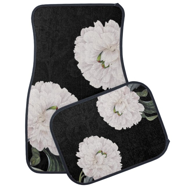 white peony black lace car floor mat (Set)
