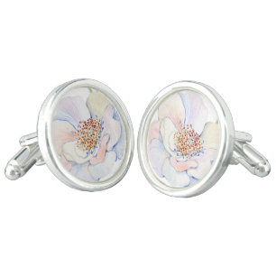 White peony cufflinks