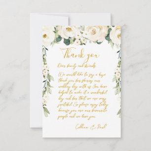 White Peony Epiphany Wedding Dinner Plate   Thank You Card