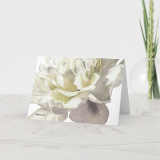 White Peony Fine Art Watercolor Greeting Card