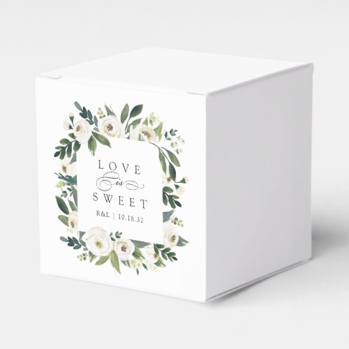 White Peony  Floral Love is Sweet Wedding Favor Boxes