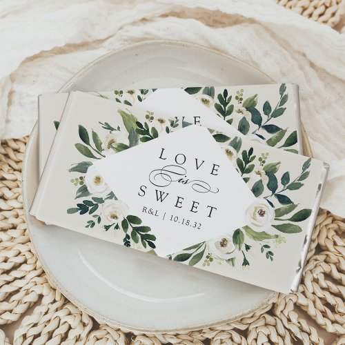 White Peony  Floral Love is Sweet Wedding Favor Hershey Bar Favors