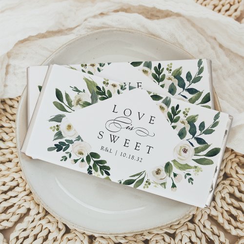 White Peony  Floral Love is Sweet Wedding Favor Hershey Bar Favors