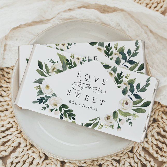 White Peony | Floral "Love is Sweet" Wedding Favor Hershey Bar Favors (Creator Uploaded)