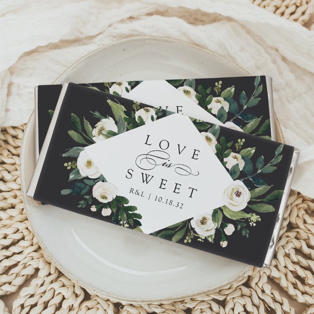 White Peony | Floral "Love is Sweet" Wedding Favor Hershey Bar Favors (Creator Uploaded)