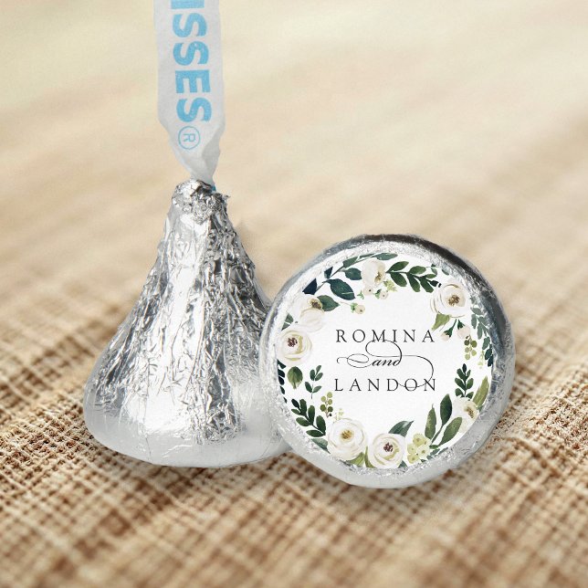 White Peony | Floral "Love is Sweet" Wedding Hershey®'s Kisses® (Creator Uploaded)