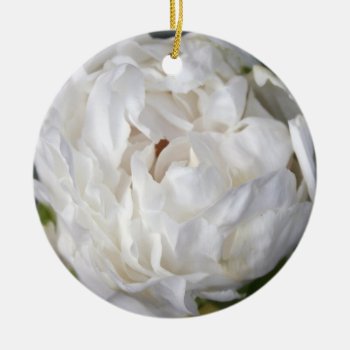White Peony - Floral Photography - Ceramic Ornament by PBsecretgarden at Zazzle