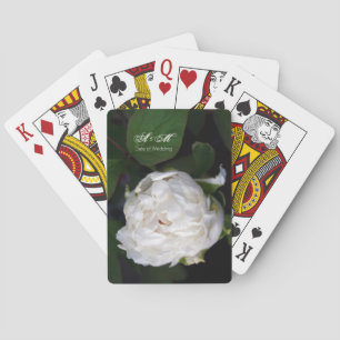 White Peony - Floral Photography - Personalized Poker Cards