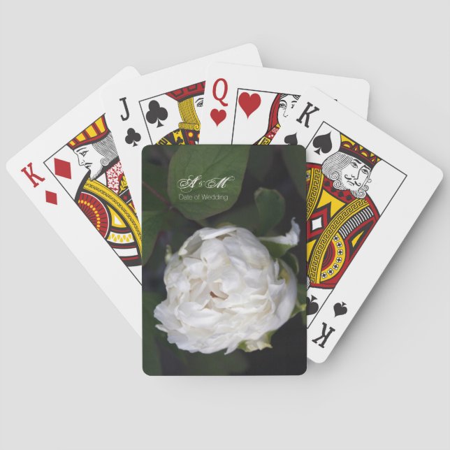 White Peony - Floral Photography - Personalized Poker Cards (Back)