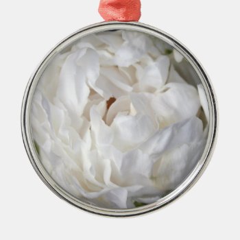 White Peony Floral Photography Round Ornament by PBsecretgarden at Zazzle